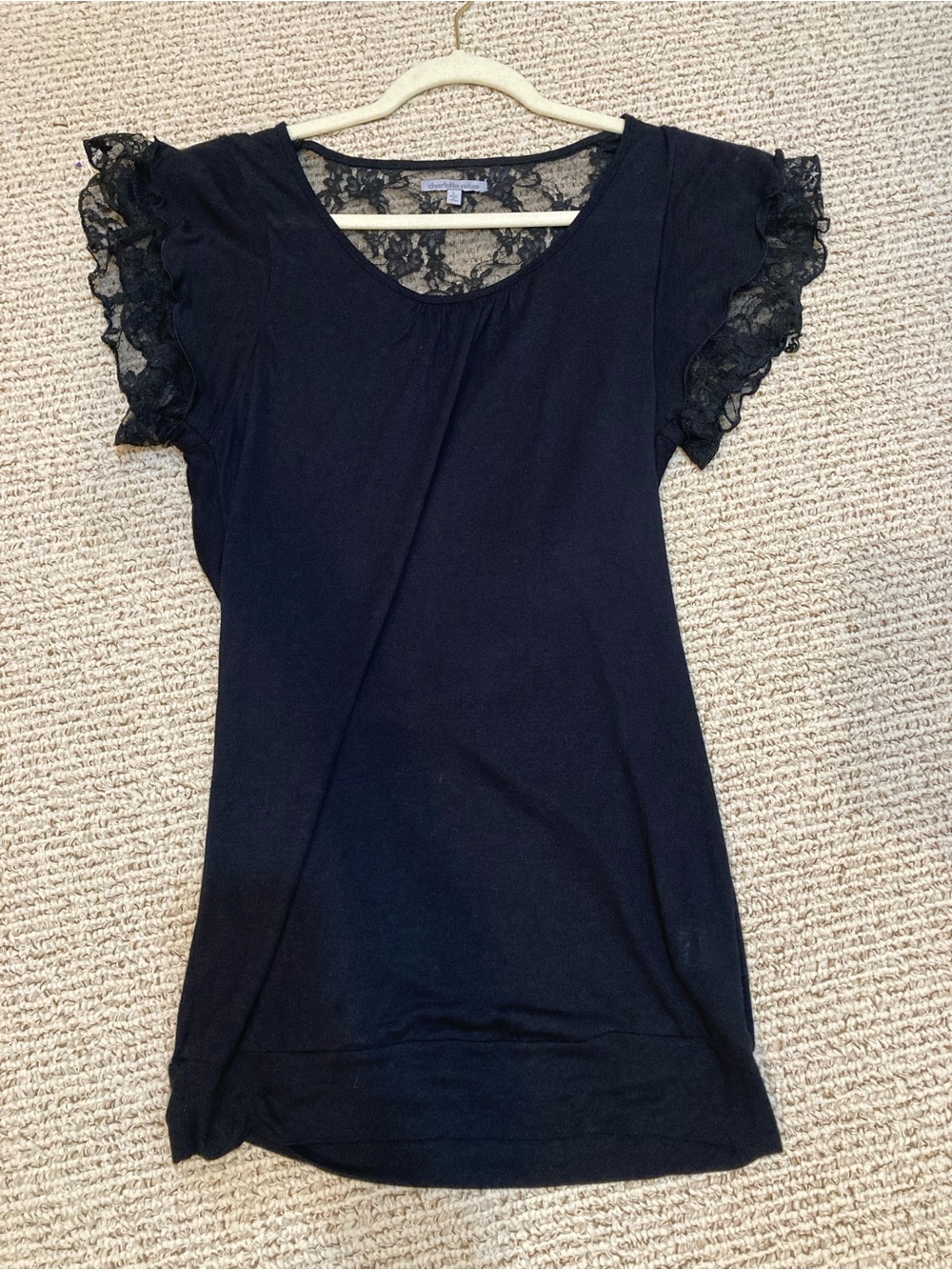 Vintage Charlotte Russe Black Lace Sleeve Women's Top